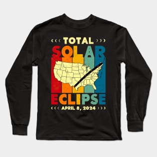 Total Solar Eclipse April 8 2024 America Path Of Totality Long Sleeve T-Shirt